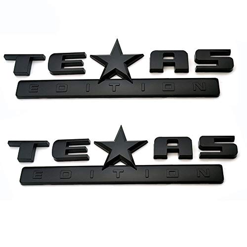 2 Count All Black 3D Texas Edition Emblem Compatible with Chevy Silverado Sierra Car Truck Auto Universal Decal