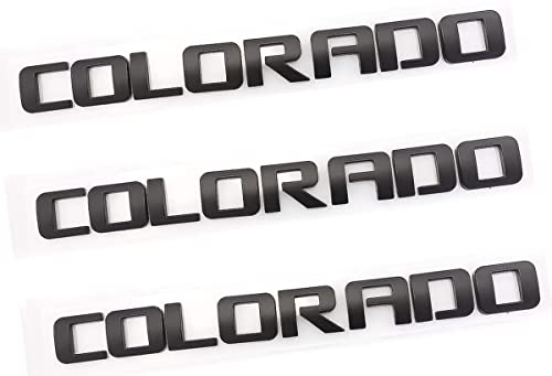 3-Piece Set Colorado Fender Tailgate Badge 3D Logo Emblem Nameplate Letter Truck Replacement for 03-18 Chevrolet Colorado (Matte Black)