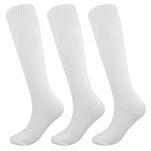 Fitliva Calcetines Tube Dresses Anniversary Sports Meeting Socks(3Pack-White)