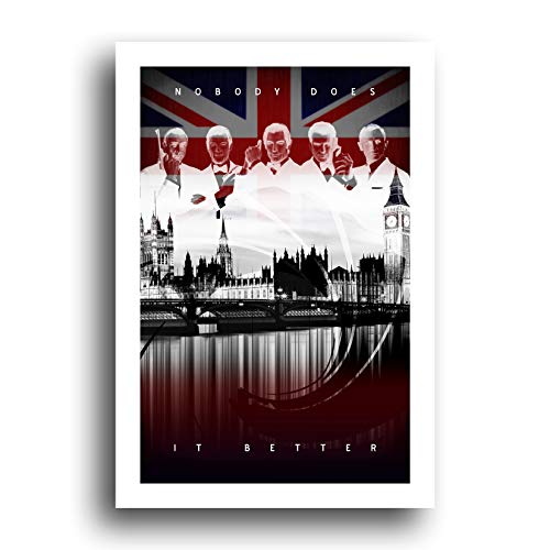 James Bond - 007 Sean Connery - Roger Moore - Timothy Dalton - Pierce Brosnan - Daniel Craig - 13x19 Original Minimalist Art Poster Print