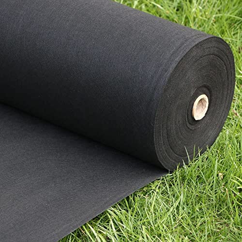 FLARMOR Non-Woven Landscape Fabric4Ftx100Ft, 1.8oz Weed Barrier Cloth, Heavy Duty Garden Weed Barrier Fabric Roll, Landscaping Fabric Weed Control W/WeedStop Technology, Commercial Weed Block (Black)