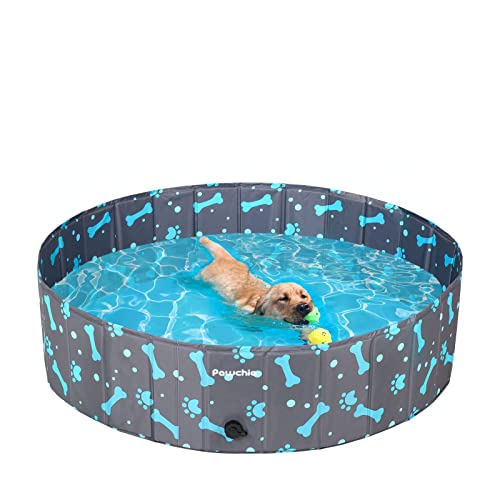 PAWCHIE Foldable Dog Swimming Pool - Portable Collapsible PVC Pet Bathing Tub for Large Dogs Cats Kids