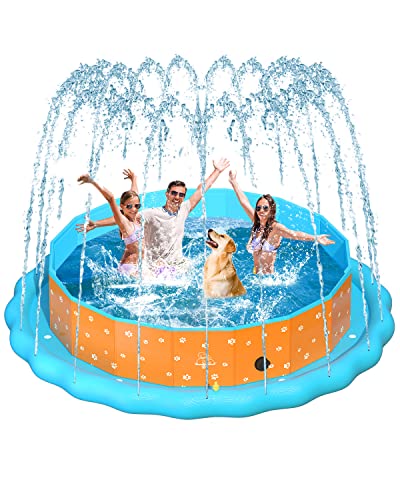 Dog Pool for Large Dogs, Kid Swimming Pool Pet Bath Pool,71  12.6'' Wading Pool Collapsible Hard Plastic Non-Slippery Extra Large Pool for Pets & Kids,Suit for Outdoors & Indoors & Backyard
