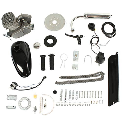 PEXMOR 80cc Bike Motor Kit Bicycle Engine Conversion Kit, 2-Stroke Motorized Bicycle Cycle Petrol Gas Refit Set for 26"/28" Bicycle Super Fuel-efficient (Sliver 80cc)