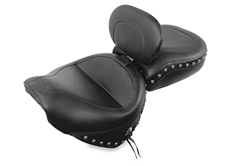 Mustang Motorcycle Seats Two Piece Studded Seat with Driver Backrest for Yamaha Road Star