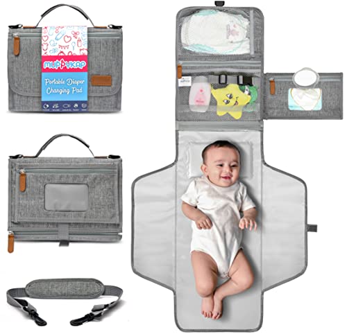 Portable Changing Pad with Shoulder Strap - Detachable Travel Changing Pad - Baby Shower Gifts - Fully Padded & Lightweight - Baby Boy Gifts - Diaper Changing Pad - Changing Mat 27"x22"