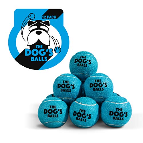 The Dog's Balls, Dog Tennis Balls, 12-Pack Blue Dog Toy, Strong Dog & Puppy Ball for Training, Play, Exercise & Fetch