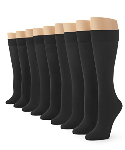 No nonsense womens Silky Trouser Socks, Black - 9 Pair Pack, 4 10 US