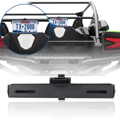 Maiker Aluminum UTV License Plate Frame with Light Compatible with Polaris Pioneer Talon Can-Am Maverick X3 Kawasaki Arctic Cat Wildcat fits 1.75 - 2 Inch Roll Cage Bars