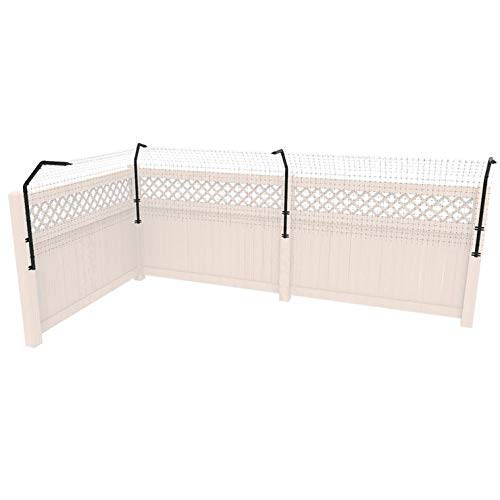 Dog Proofer Fence Extension System - Patented Curved Design - Stop Jumping & Climbing Animals (100 Feet, Poly Mesh Fence Material)