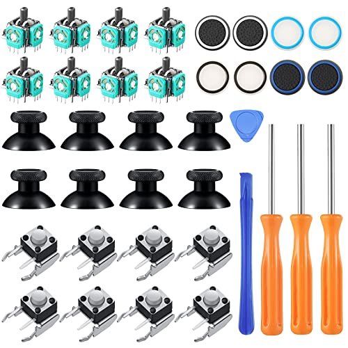 Yunsailing 37 Pcs Analog Joysticks Repair Kit Compatible with Xbox One Controllers, Include LB RB Bumper Buttons Analog Joysticks Replacement Thumbstick Hat Silicone Hat Covers with Screwdriver Repair Parts [video game]