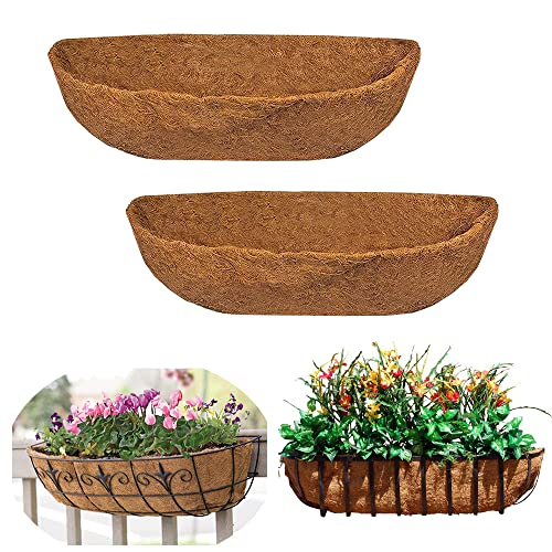 EROCK 2PCS 24/30/36/48 inch Trough Coco Liners for Wall Basket, Replaceable Coconut Fiber Plant Basket Liner for Plant Hanging Basket, Garden Flower Vegetables Pot (24 inch)