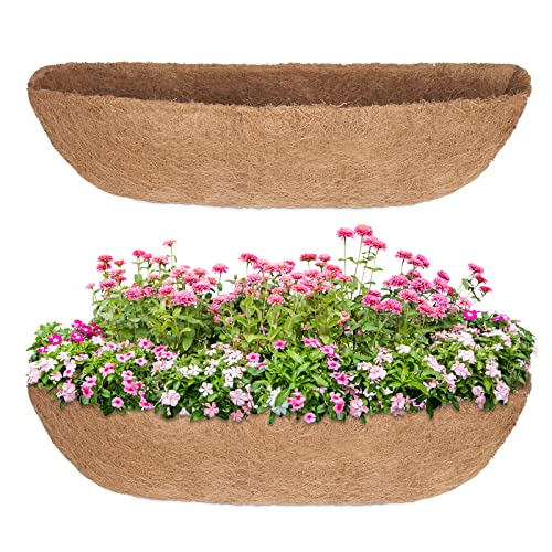 GreatBuddy 2 Pcs Coco Liners for Planters 30 Inch, Sturdy Window Box Liners, Perfect Planter Liners Replacement for The Old, 100% Natural, Easy to Straighten Out