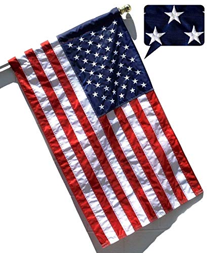 US Flag Factory - 2.5x4 FT American Flag (Sleeved) (Embroidered Stars, Sewn Stripes) - Outdoor SolarMax Nylon - 100% Made in America