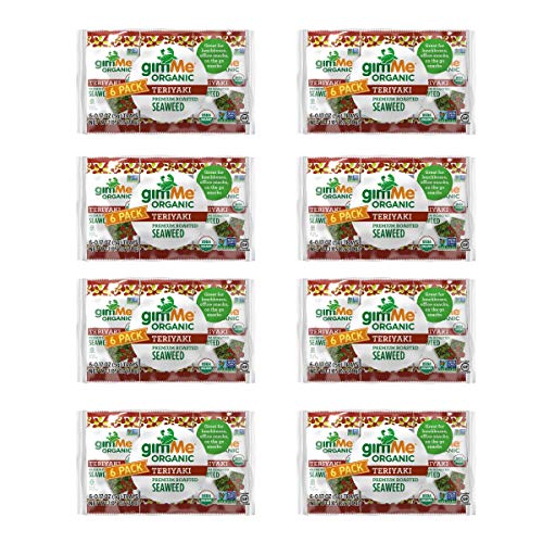 gimMe Organic Roasted Seaweed Sheets - Teriyaki - 48 Count - Keto, Vegan, Gluten Free - Great Source of Iodine and Omega 3s - Healthy On-The-Go Snack for Kids & Adults