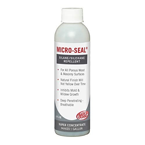 RAIN GUARD PRO - Micro-Seal - Penetrating Water Repellent Protection for All Porous Wood and Masonry Surfaces - Pro Grade Silane/Siloxane Waterproof Coating - Natural Finish - Concentrate Makes 1 Gal