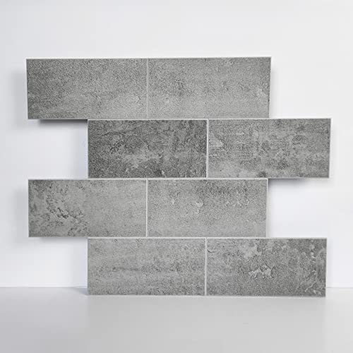 COLAMO Luxury 10-SheetMedium CementGrayPeelandStick3"x6" LargeSubwayTile forKitchen Wall Backsplash,StickOnFauxStone MosaicTileforBathroom,RV,AccentWall,Self Stick AdhesiveBrick Tiles