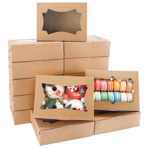 TOMNK 24pcs 8in Cookie Boxes Bakery Boxes with 3 Style Window 8x6x2.5 Inches Pastry Treat Boxes for Chocolate Strawberries, Donuts, Cupcakes, Muffins, Dessert and Party Favor