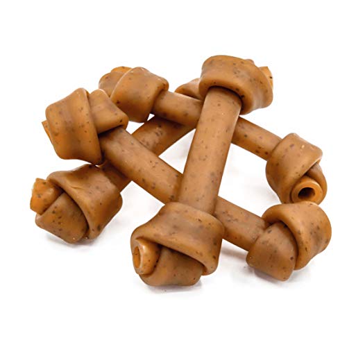 Jungle Calling Rawhide Free Dog Treats, Peanut Butter Bones, 6.5" Dog Chews for Medium Dogs and Large Dogs (Peanut Butter)