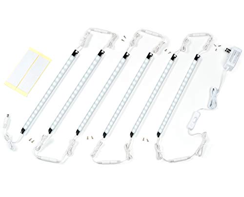 Cefrank Led Light Strips Kit, (6) 12 Linkable Light Bars + Rocker Switch + UL Power Adapter, Under Cabinet Lighting, Gun Safe, Locker, Closet, Shelf, Showcase Lighting, 6000K Cool White