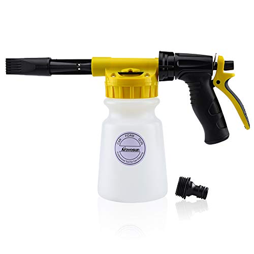 Foam Gun Car Wash Foam Sprayer Soap Foam Blaster, Adjustable Ratio Dial Foam Cannon for Cleaning with Quick Connector to Any Garden Hose (with Wash Mitt & Towel)