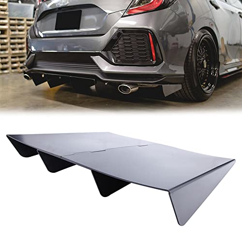 KEEPDSGN Rear Defuzer Diffuser Matte Black Rear Bumper Lip Universal Car Shark Fin Flat Integrated Spoiler 22"20"