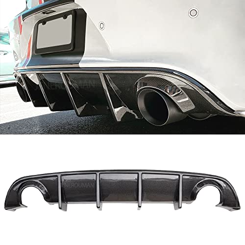 JENEROUMAN for Charger Rear Diffuser Compatible with 2015-2022 Dodge Charger SRT GT Scat Pack Daytona R/T Carbon Fiber Style Rear Bumper Diffuser 16 17 18 19 20 21 Charger Body Kit Rear Lip Spoiler