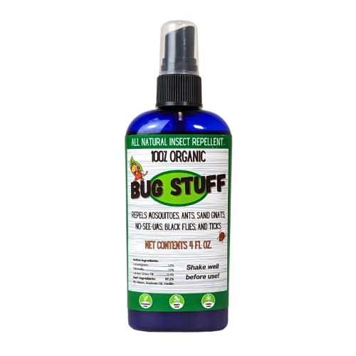 Bug Stuff All Natural Bug Spray | Repels All Flying & Biting Insects | Bug Spray for Children & Pets | Made from 100% Organic Ingredients | No Added Chemicals | 4 FL OZ Spray Bottle (1 Pack)