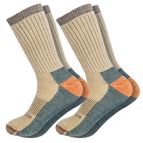Woolrich Merino Wool Socks for Men - Made in USA, Crew Hiking Sock, Made of 78% Merino Lambswool w/Padded Arch, 2 Pairs