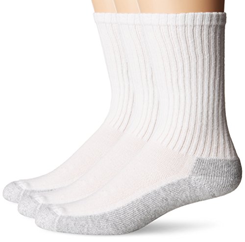 No nonsense Men's Cushion Crew Socks (3 Pack) Made in USA, White, Sock Size:10-13/Shoe Size: 6-12, 6-12