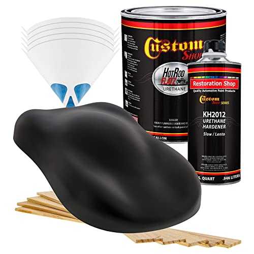 Custom Shop - Hot Rod Black - Hot Rod Flatz Flat Matte Satin Urethane Auto Paint - Complete Gallon Paint Kit - Professional Low Sheen Automotive, Car Truck Coating, 4:1 Mix Ratio