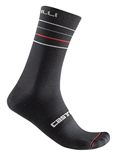 Castelli Endurance 15 Sock Black/Silver Gray/Red, L/XL - Men's