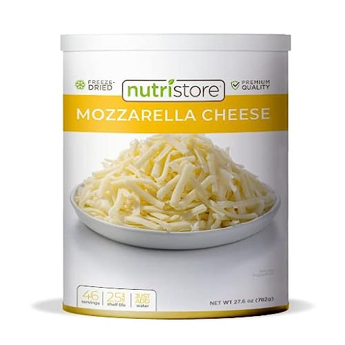 Nutristore Freeze Dried Mozzarella Cheese Shredded | Bulk Emergency Food Supply | Perfect for Camping, Backpacking and Everyday Meals or Snacking | 25 Year Shelf Life | #10 Can