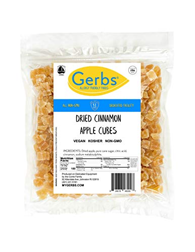 GERBS Dried Cinnamon Sugar Apple Cubes 4 LBS. | Freshly Dehydrated Resealable Bulk Bag | Top Food Allergy Free | Sulfur Dioxide Free |Great with yogurt, cottage cheese, oatmeal | Gluten & Peanut Free