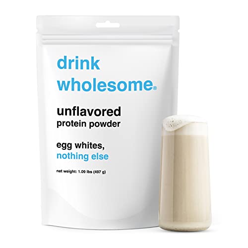 drink wholesome Unflavored Egg White Protein Powder | Easy to Digest & Gut Friendly | All Natural Ingredients | Minimally Processed | Dairy Free | No Additives, No Lactose | 20g Protein