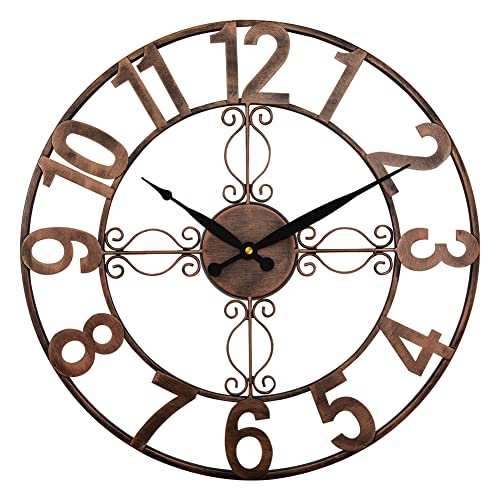 OCEST Outdoor Wall Clock 18 inch Outside Waterproof Garden Clock,Large Numerals Giant Open face Large Outdoor Garden Wall Clock