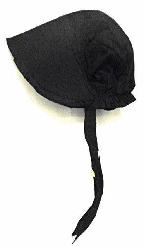 100% Black Cotton Prairie Pilgrim Amish Bonnet Medium Thanksgiving Hat
