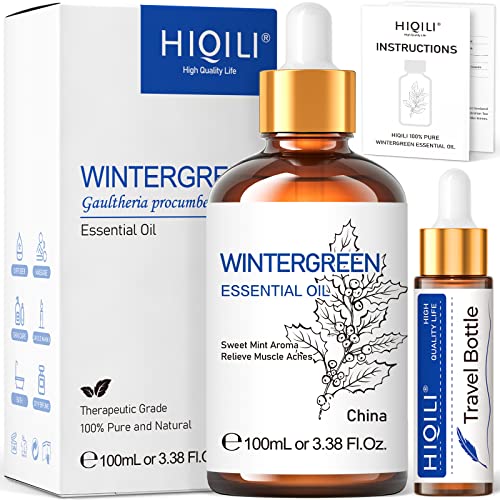 HIQILI Wintergreen Essential Oil,100% Pure Natural Therapeutic Grade,for Diffuser-Inhalation Therapy - 3.38 Fl Oz
