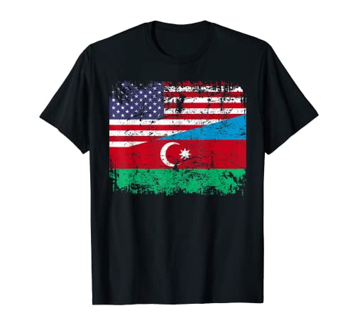 AZERI ROOTS | Half American Flag | AZERBAIJAN FLAG T-Shirt