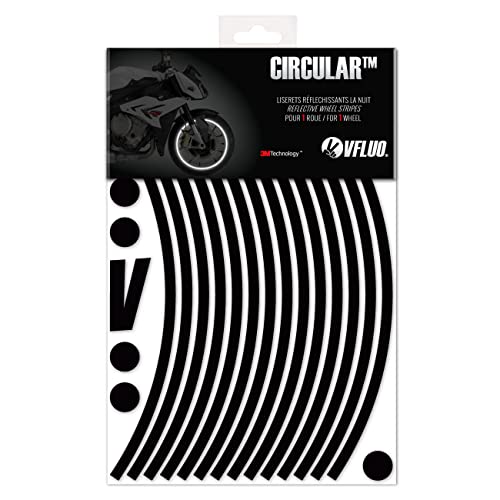 VFLUO - Motorcycle Reflective Wheel Stripes kit, 1 Wheel Rim Stickers Pack, 3M Technology - High lateral Visibility, Discreet and Design, Easy Installation