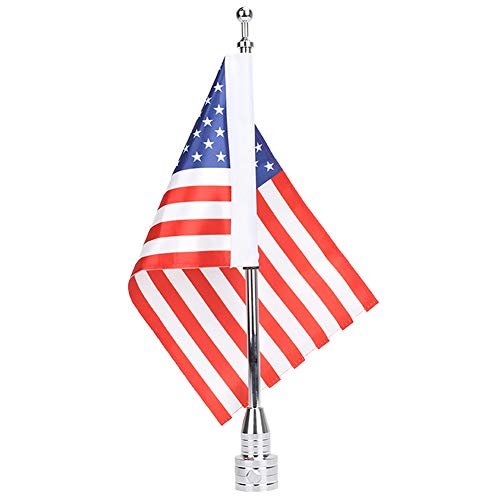 Espear Motocycle America Flag and Motorcycle Flag Mount for Harley Davidson Honda Goldwing CB VTX CBR Yamaha Luggage Racks 6 x 9 inch USA Flag Chrome Flagpole Holder Luggage Racks