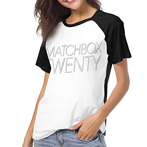 AngeloCaroline Matchbox Twenty Women Short Sleeve Baseball T Shirts Casual Loose Blouse Tops M Black