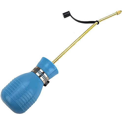 Powder Duster, Large Diatomaceous Earth Bulb Duster Applicator with Long Copper Tube Garden Puffer Duster for Multi Purpose Indoor and Outdoor Use (Blue)