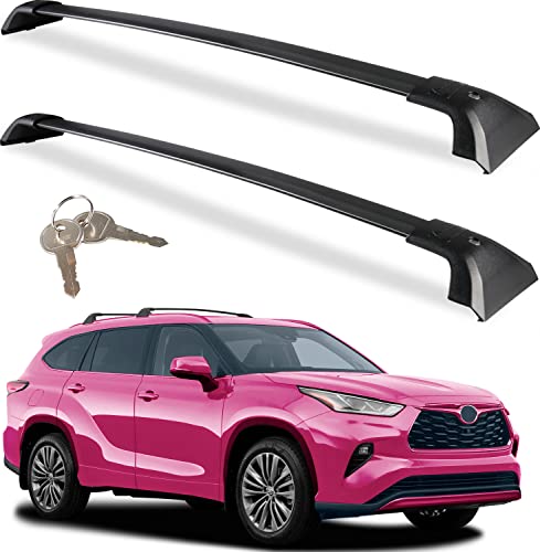 Max Loading 260lb Lockable Roof Rack Cross Bars Fit for Toyota Highlander 2020-2023 with Anti-Theft Metal Lock, Heavy Duty Aluminum Crossbars Rooftop Cargo Bag Kayak Bike Luggage Snowboard Carrier