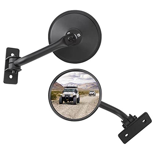 Upgraded Mirrors Doors Off, QMPARTS Quick Releases Wrangler Doorless Wide Vision Mirrors for Safe Doors off Driving, Anti-shake Round Side View Mirror Compatible with Wrangler JK JKU TJ 1997-2018