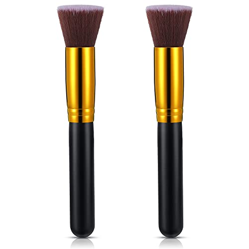 2 Pack Self Tanner Brush Kabuki Foundation Brush Large Sunless Tanning Face Brush Easily Apply Self Tanner to Face and Blend Areas for Men Women (Flat Head)