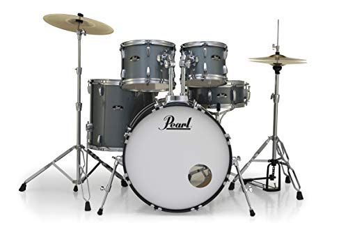 Pearl Roadshow Drum Set 5-Piece Complete Kit with Cymbals and Stands, Charcoal Metallic (RS525SC/C706)