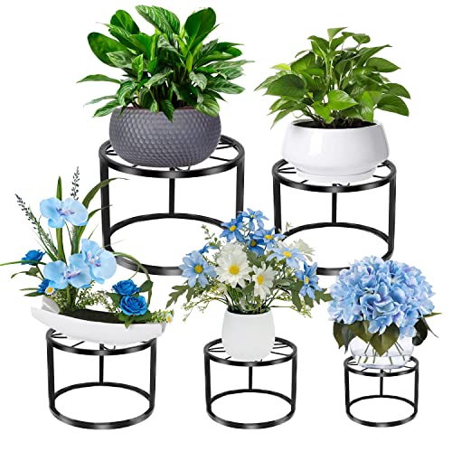 OMEUTY 5 Pack Metal Plant Stands for Multiple Plants, Indoor Outdoor Mid Century Plant Stand, Flower Potted Planter Holder,Small Round Display Rack for Window Balcony Decor