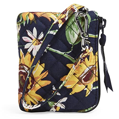 Vera Bradley Women's Cotton Clip & Zip Mini Pouch Wallet, Sunflowers - Recycled Cotton, One Size