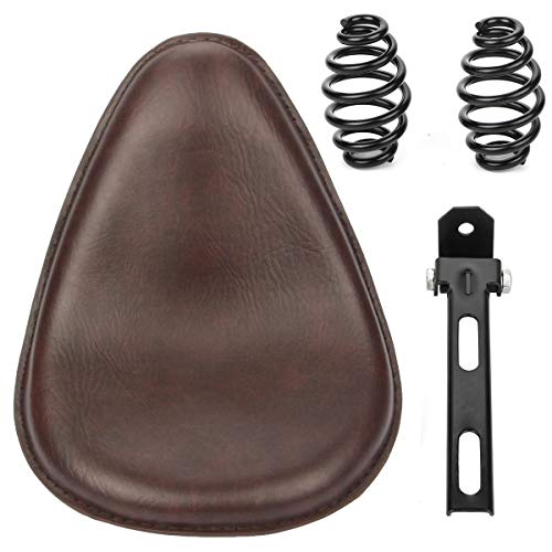 Leather Motorcycle Solo Seat Springs Mounting Bracket Kit Compatible with Harley Honda Yamaha Kawasaki Suzuki Sportster Bobber Chopper Custom Application (Brown)